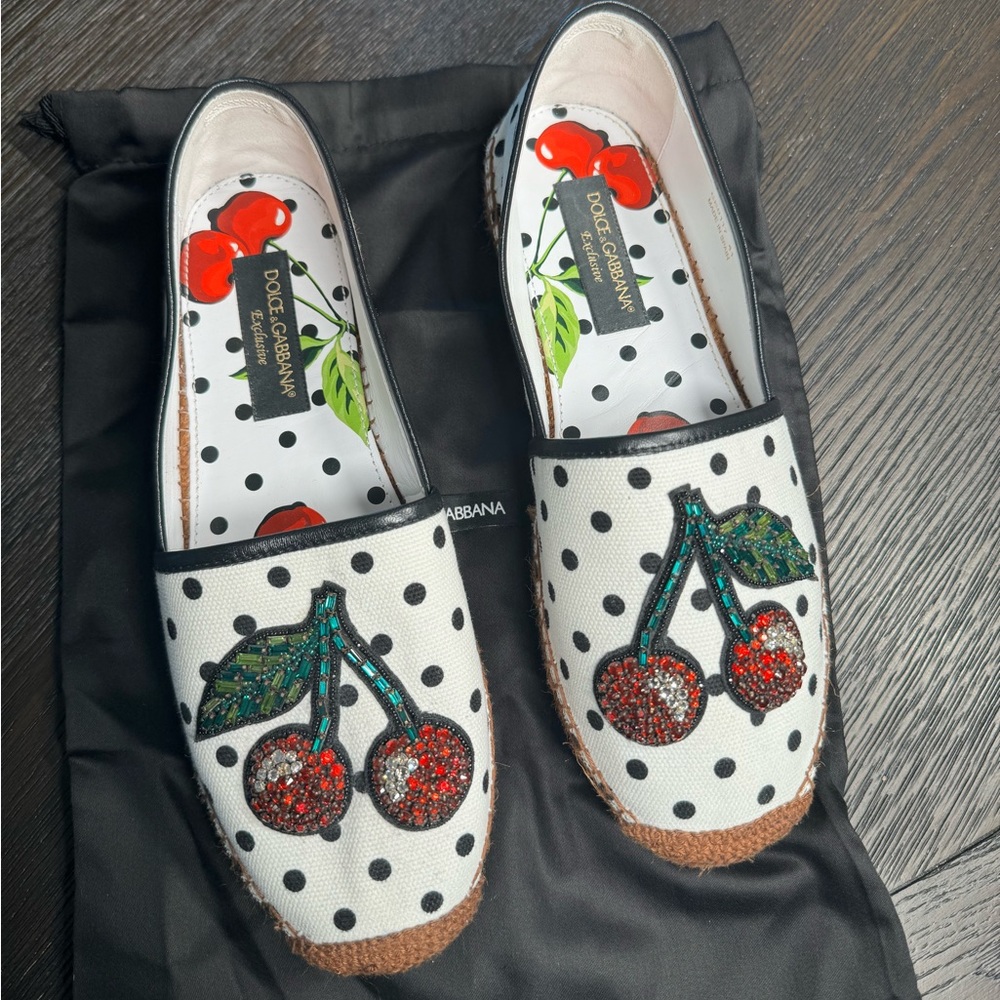 DOLCE&GABBANA polka-dot cherry espadrilles size 41